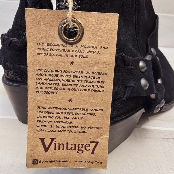 {6} NWT Vintage 7 Alameda Black Suede Western Buckle Ankle Booties - Picture 10 of 15